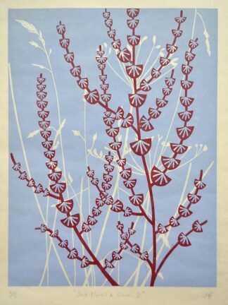 Lino Print of wild flowers by Melssa Birch