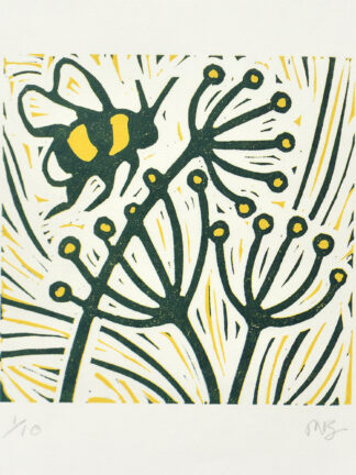 bee lino print by Melissa Birch