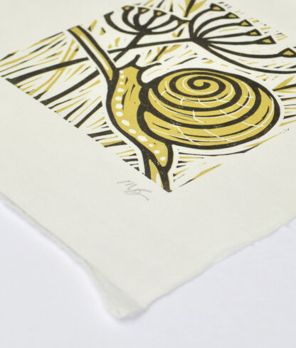 snail lino print by Melissa Birch