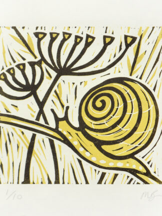 snail lino print by Melissa Birch