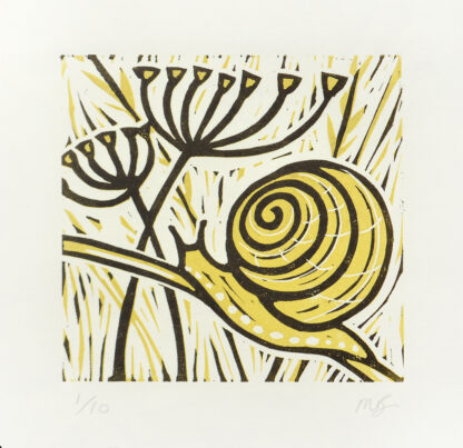 snail lino print by Melissa Birch