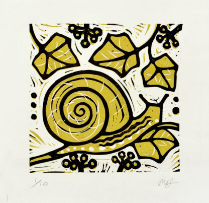 snail lino print by Melissa Birch