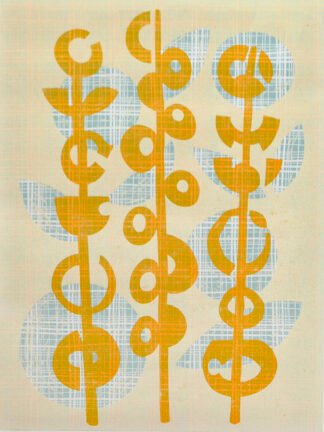 Orange stem lino cut by artist and printmaker melissa birch
